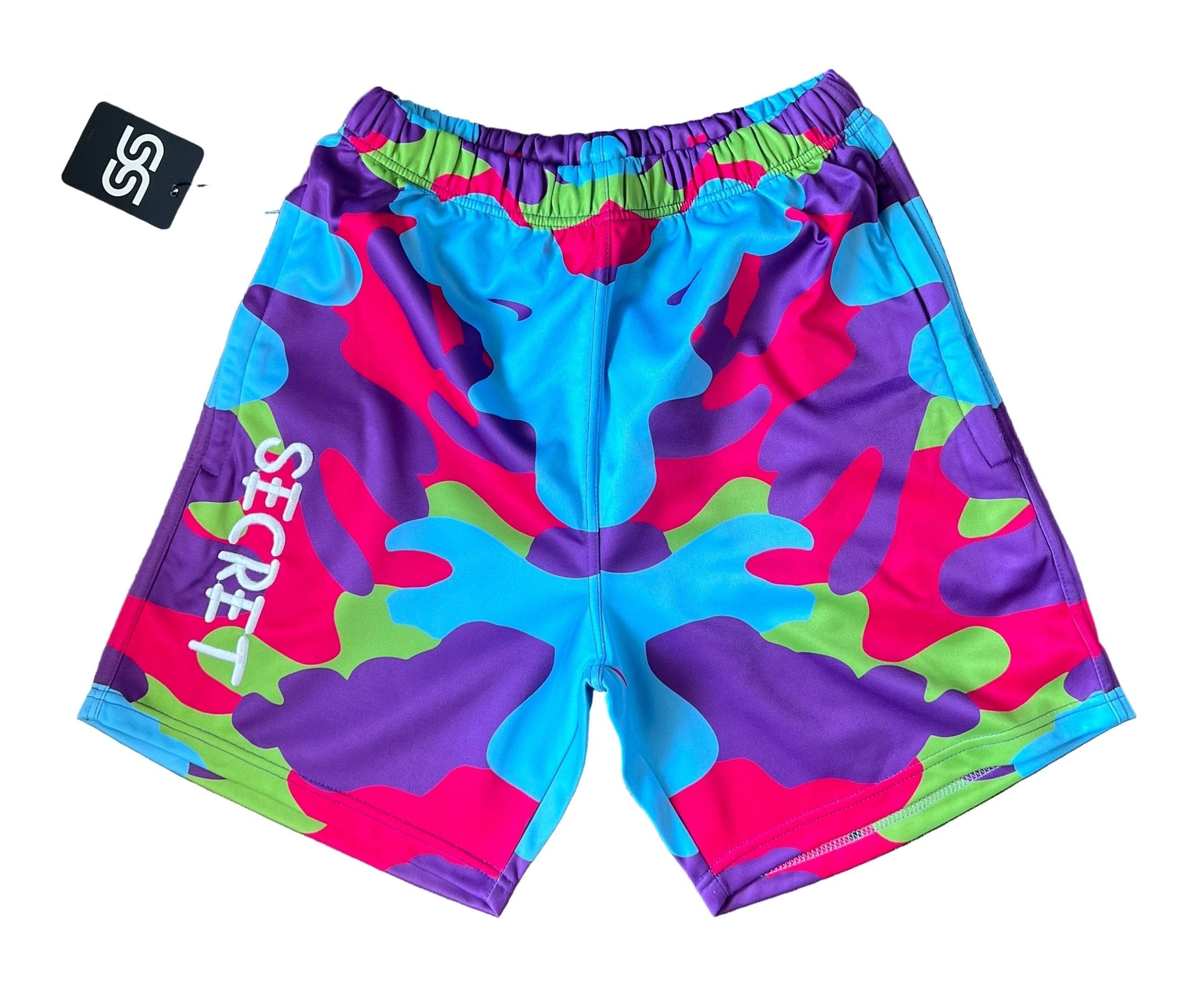 Baby Blue/Pink Multi Camo Shorts