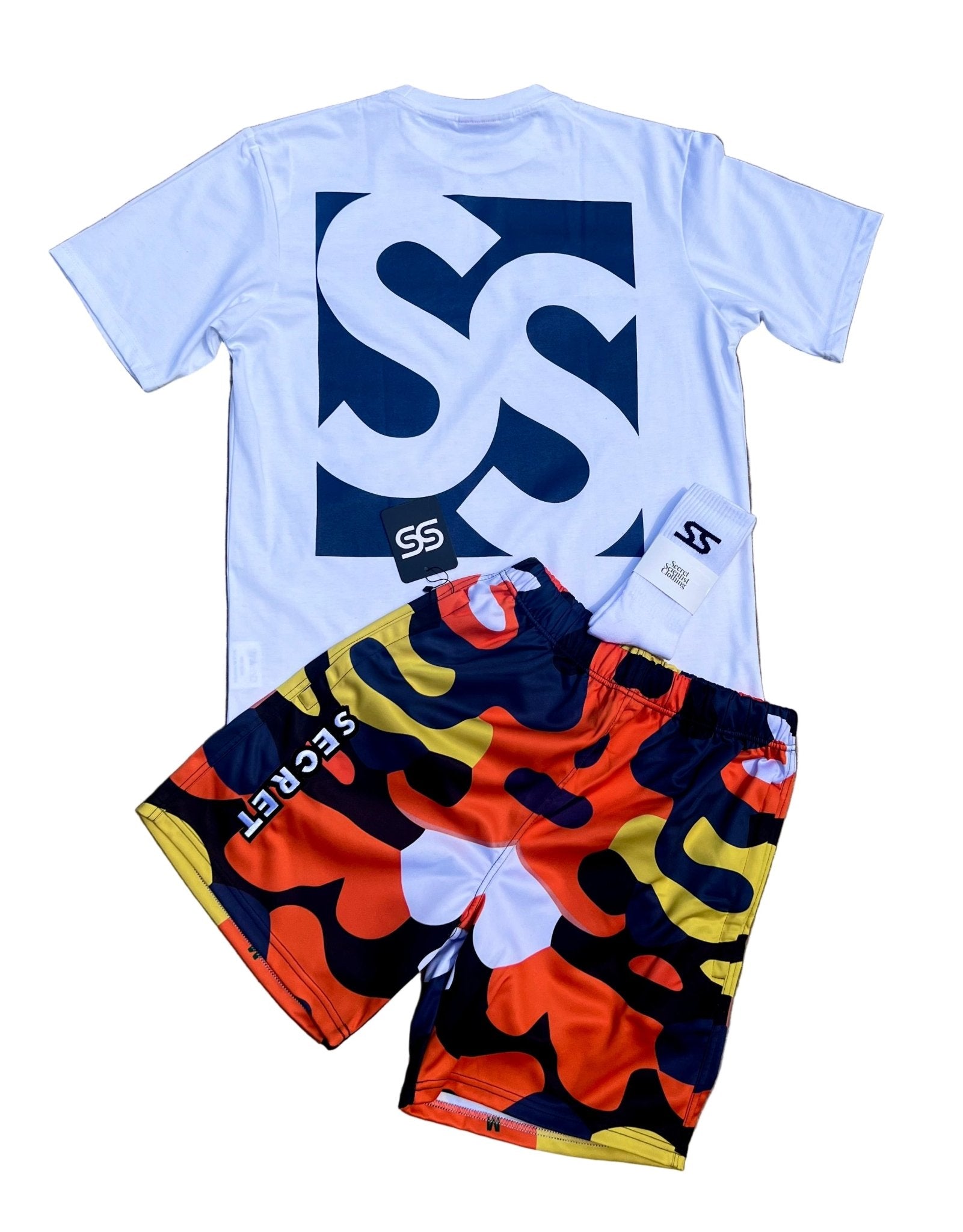 Navy/Orange Camo Shorts - Power Drip