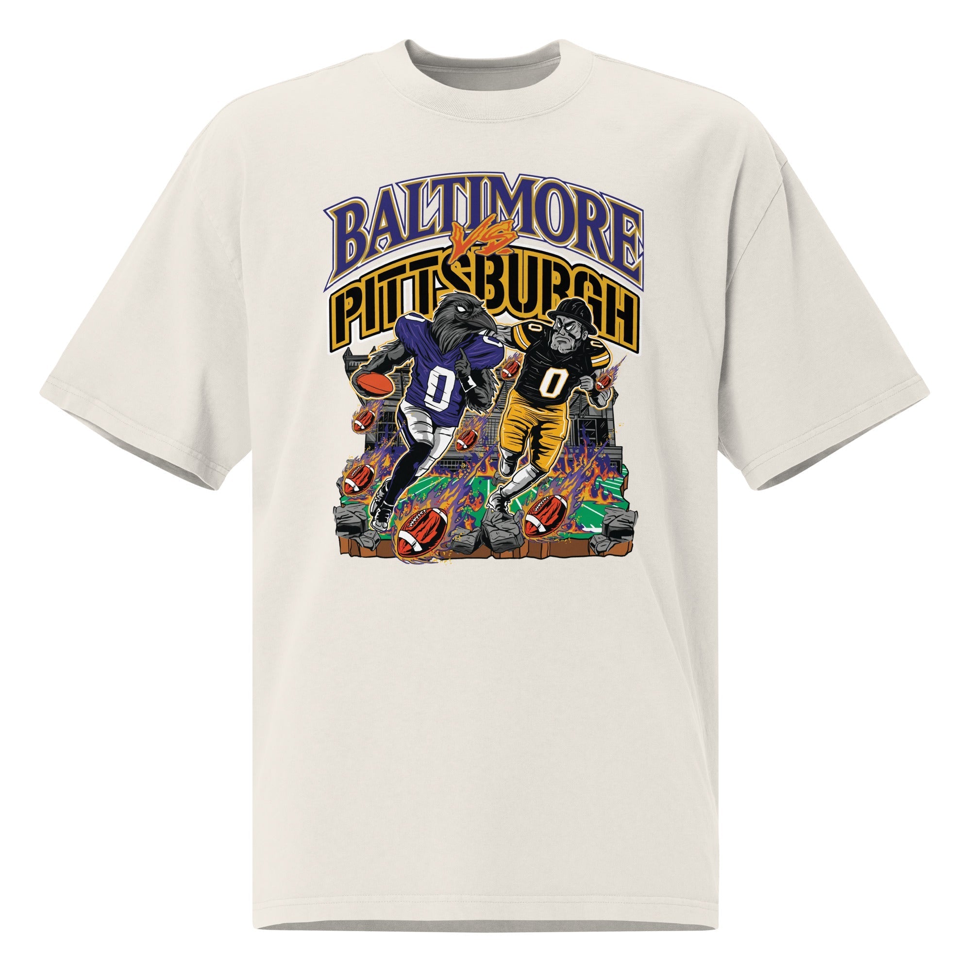 Baltimore vs Pittsburgh "Rivalry" White T-Shirt - Power Drip